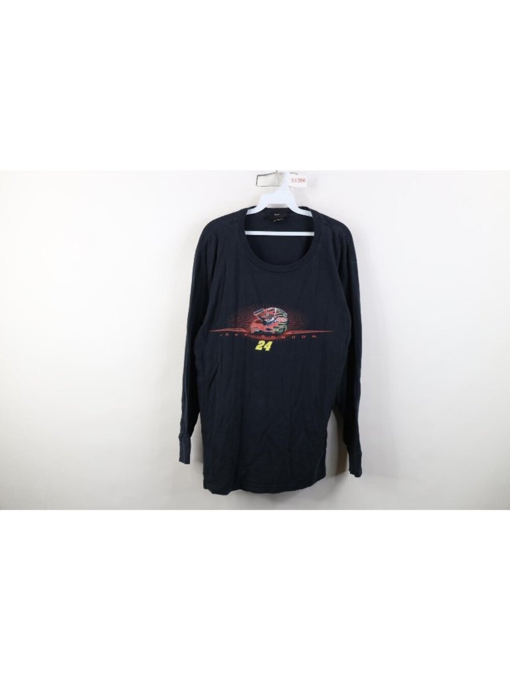 Vintage NASCAR Mens Large Jeff Gordon Racing Tribal Sunburst Long Sleeve T-Shirt